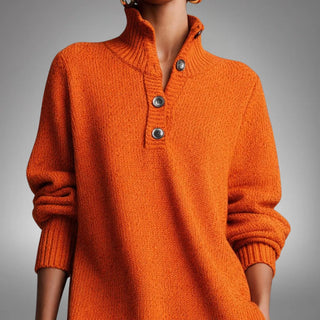 Vestido Elyon en naranja, detalle del cuello