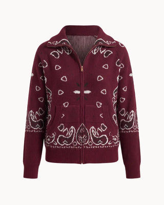 LETICIA | CARDIGÁN CON CREMALLERA DE ESTAMPADO PAISLEY