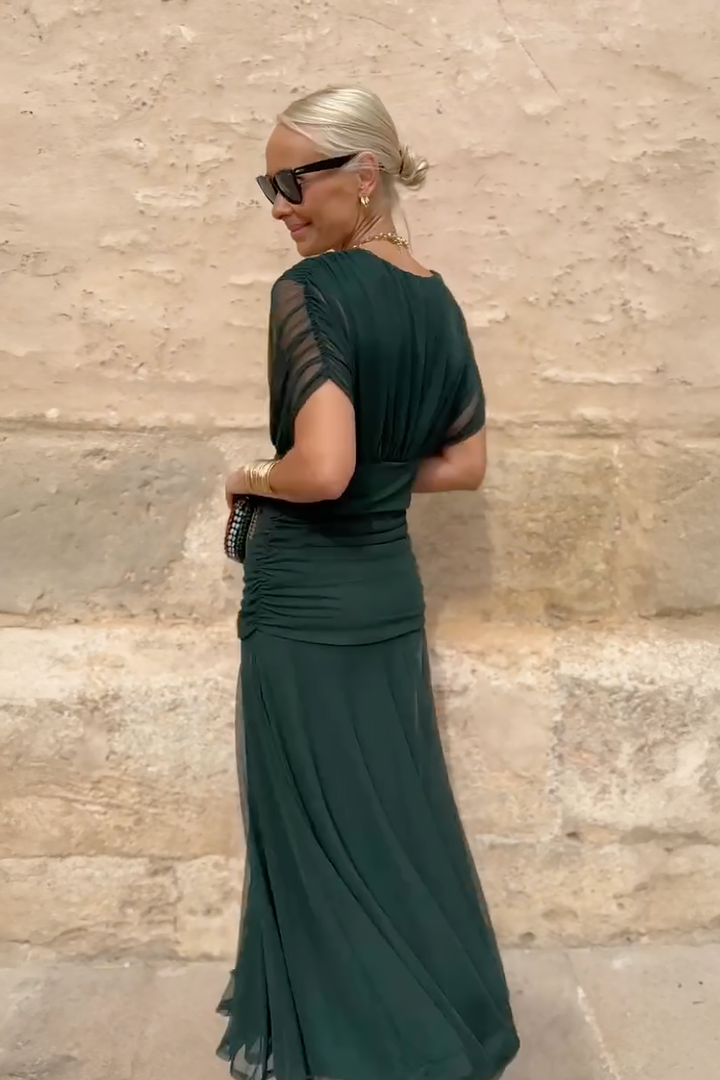 LOUISE | VESTIDO LARGO DE FIESTA ELEGANTE CON CUELLO EN V