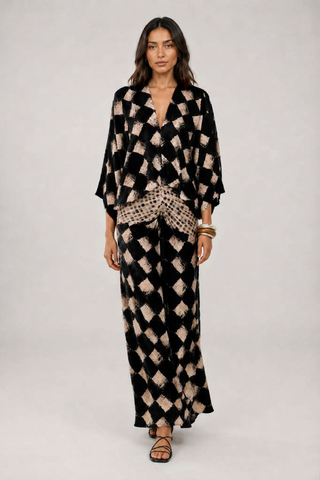 Maelia vestido maxi negro con estampado mosaico