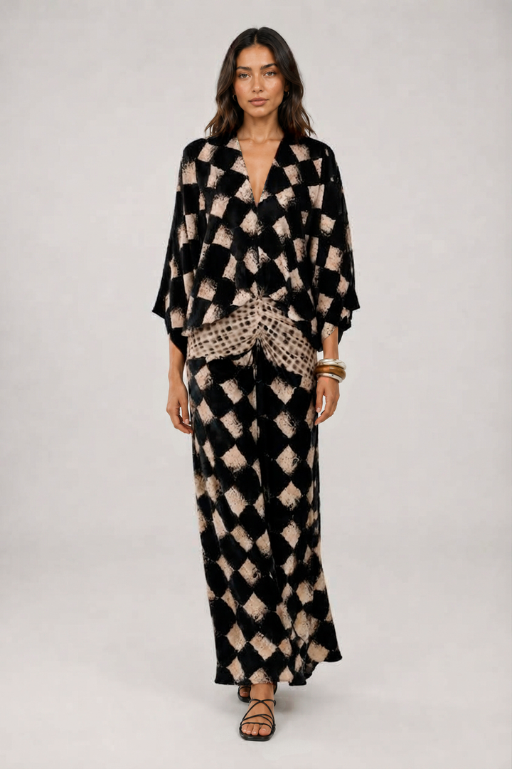Maelia vestido maxi negro con estampado mosaico