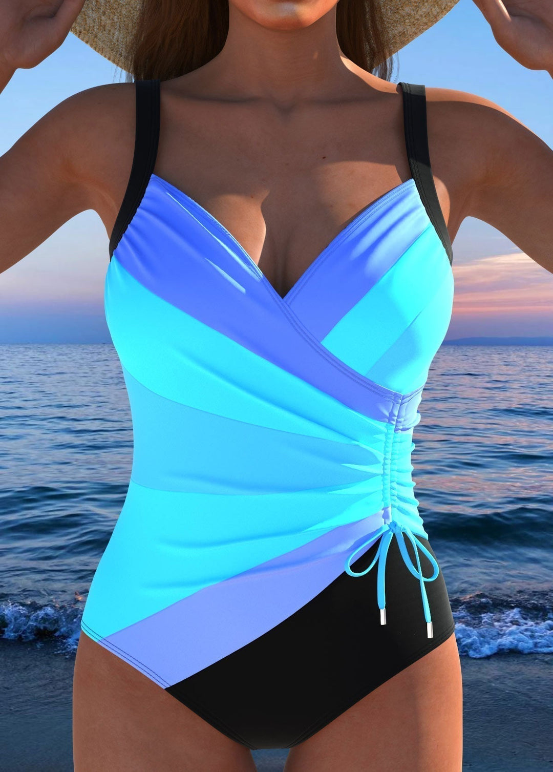 Bañador de lujo con escote cruzado y estampado multicolor