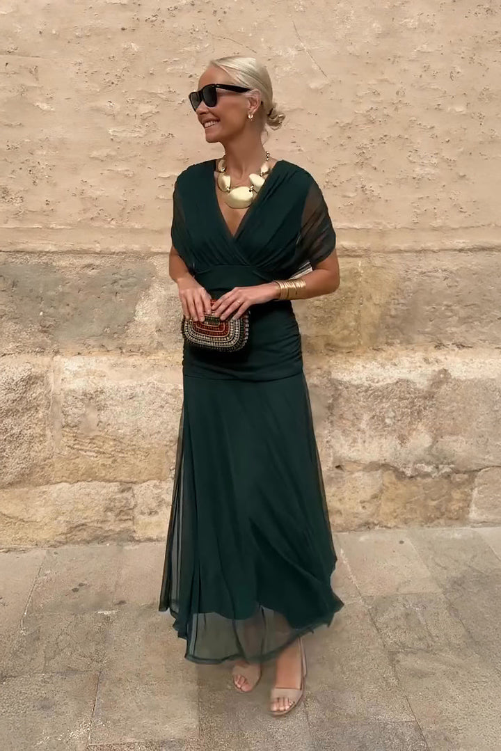 LOUISE | VESTIDO LARGO DE FIESTA ELEGANTE CON CUELLO EN V
