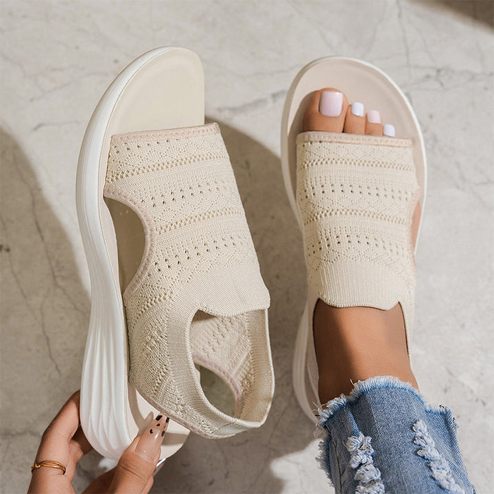 Anne sandalias de plataforma beige