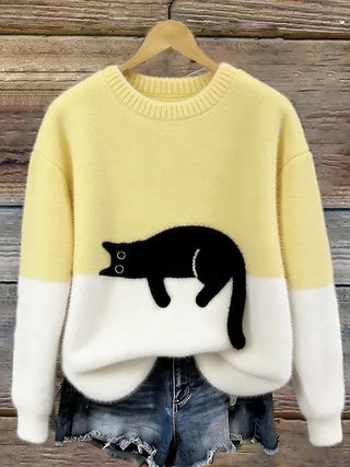 Carine jersey oversize con gato amarillo y blanco