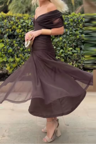 LOUISE | VESTIDO LARGO DE FIESTA ELEGANTE CON CUELLO EN V