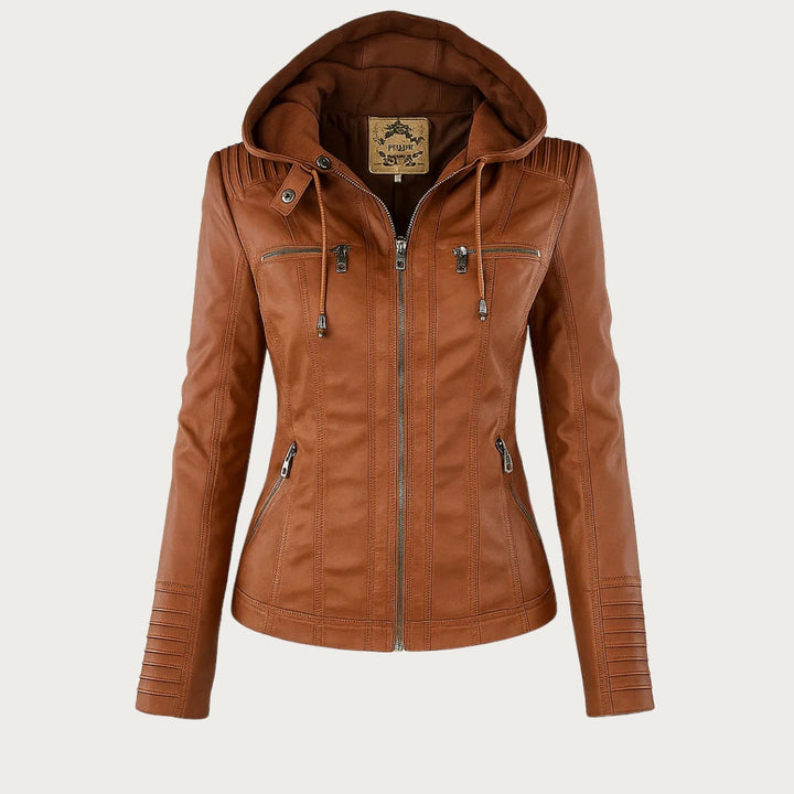 Flavia chaqueta efecto piel en marrón claro