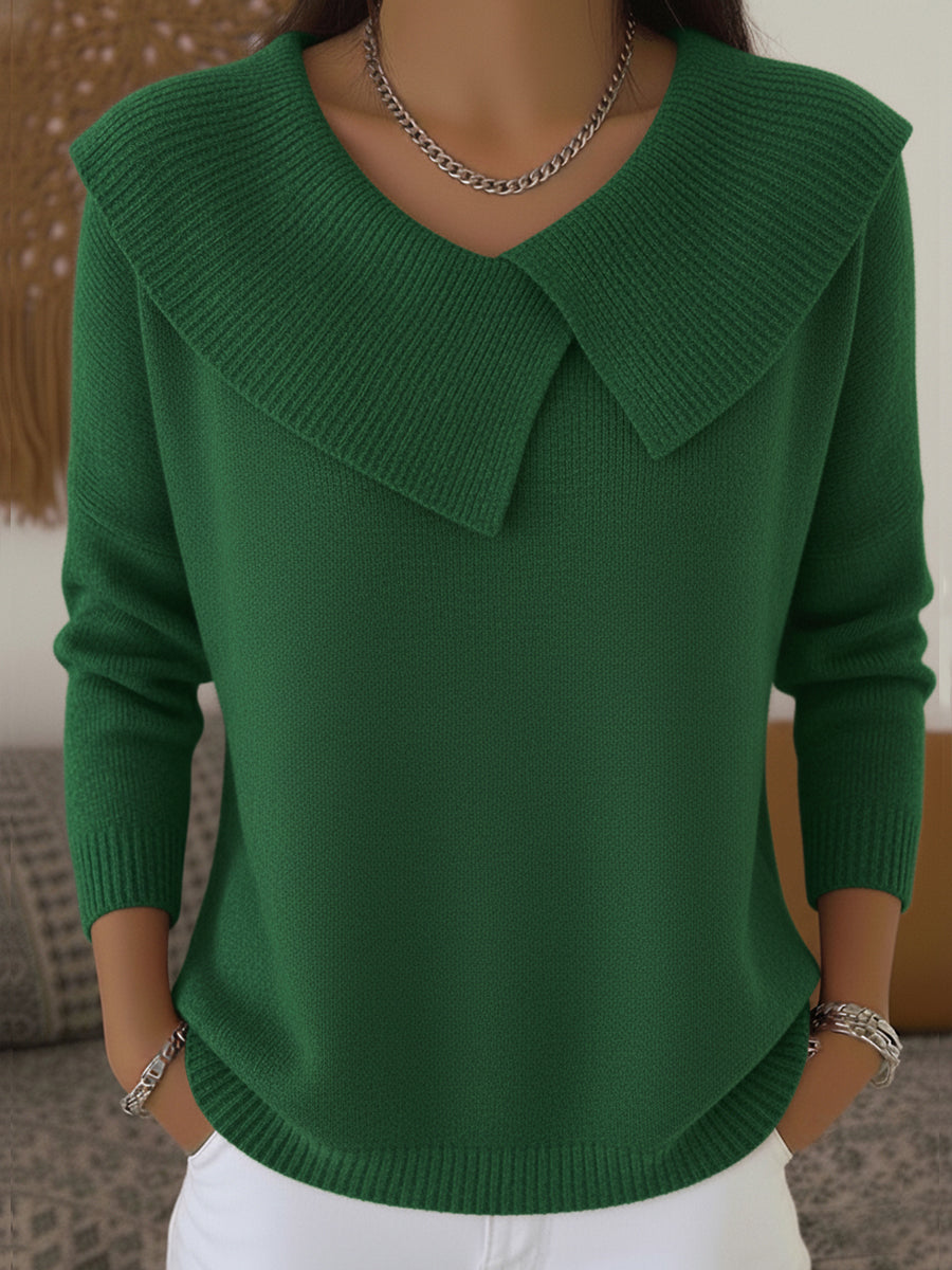 Sunnora jersey cálido de punto con cuello vuelto en verde