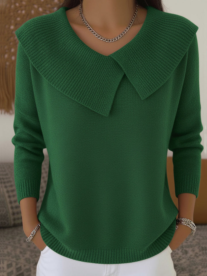 Sunnora jersey cálido de punto con cuello vuelto en verde