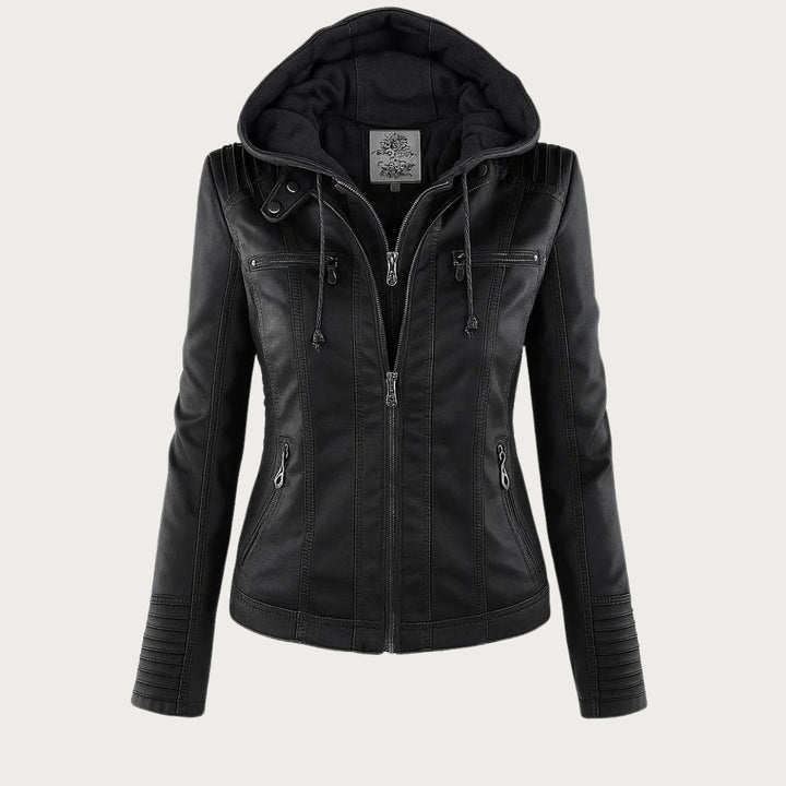 Flavia chaqueta efecto piel en negro