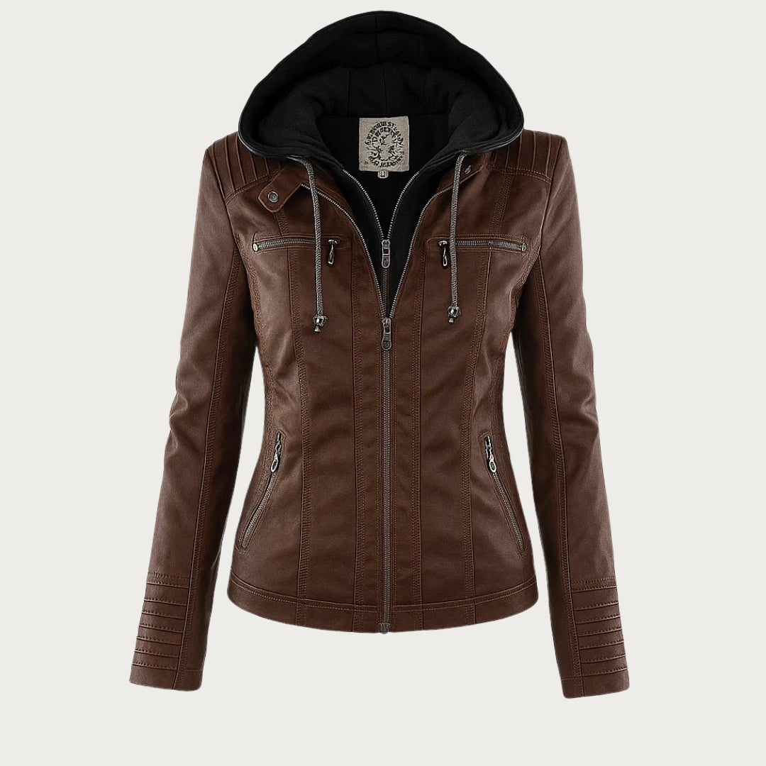 Flavia chaqueta efecto piel en marrón oscuro