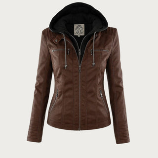 Flavia chaqueta efecto piel en marrón oscuro