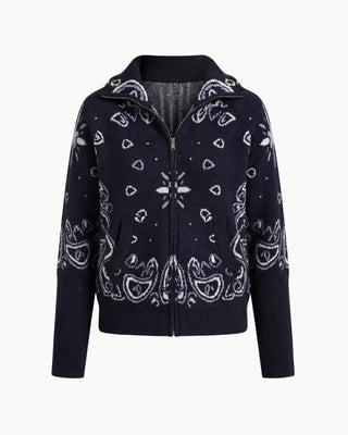MÓNICA | CARDIGÁN CON CREMALLERA DE ESTAMPADO PAISLEY