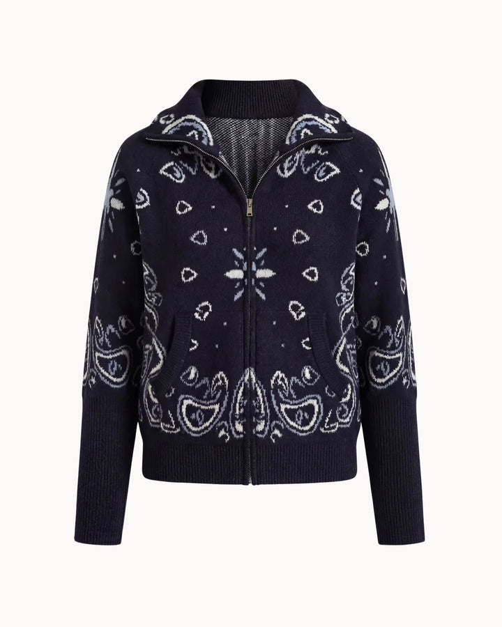 MÓNICA | CARDIGÁN CON CREMALLERA DE ESTAMPADO PAISLEY