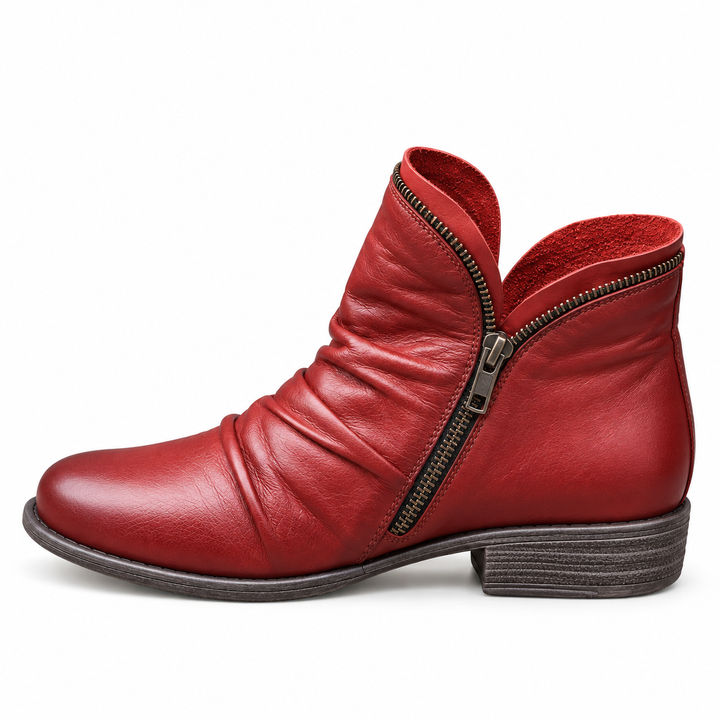 Suzanne botines texturizados en rojo