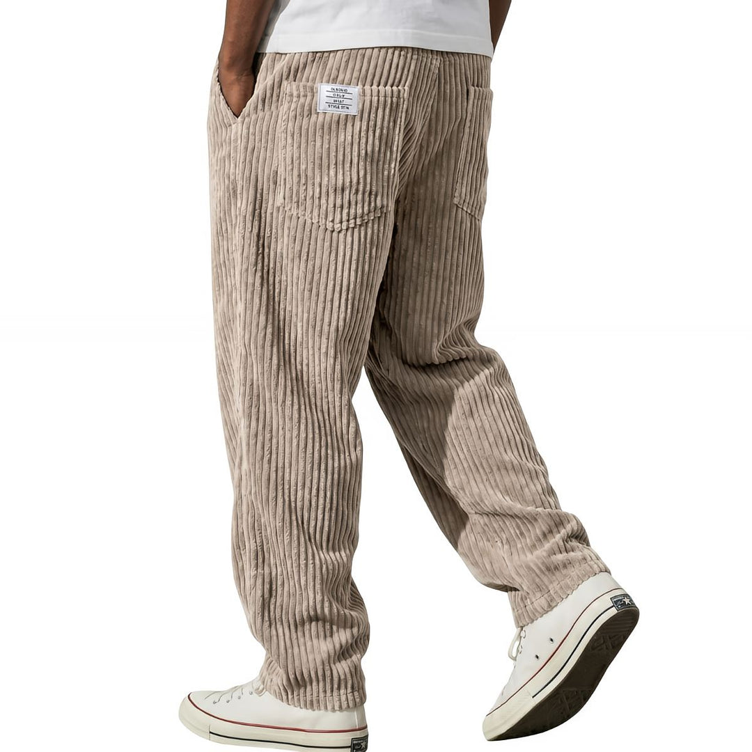 Varel pantalón de pana con cintura elástica en caqui