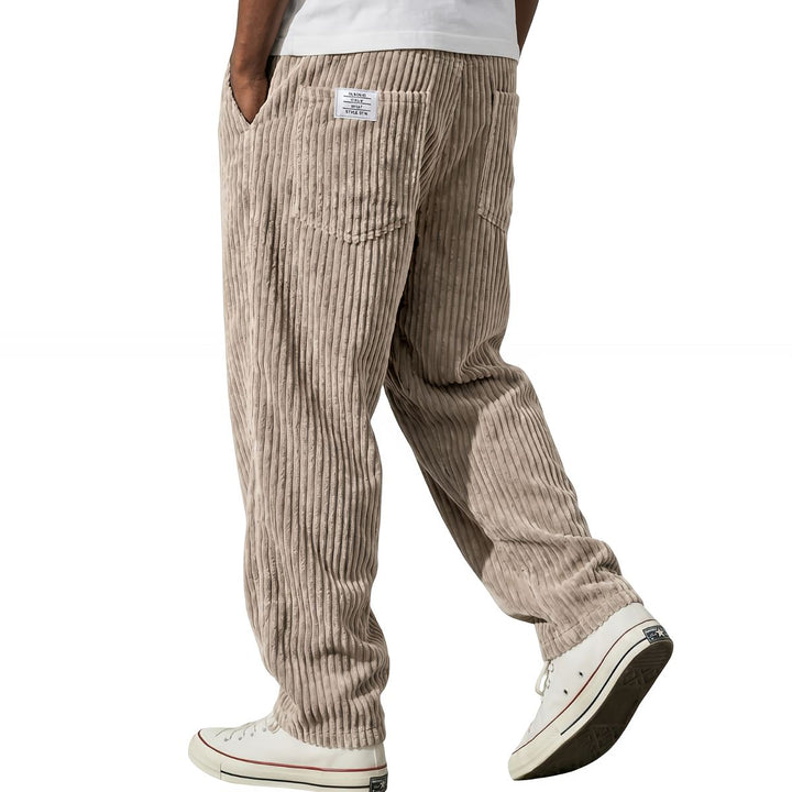 Varel pantalón de pana con cintura elástica en caqui
