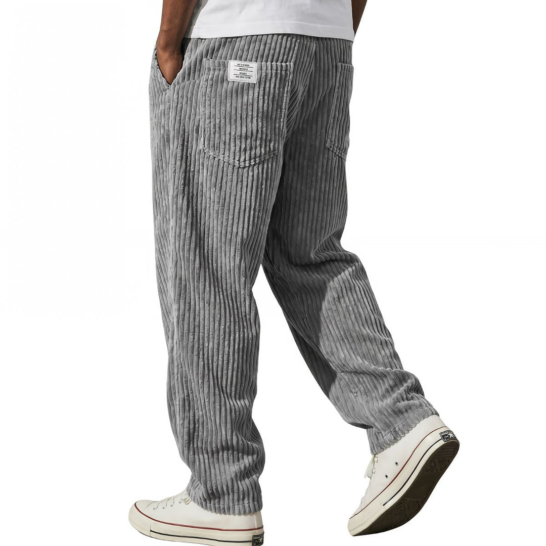 Varel pantalón de pana con cintura elástica en gris