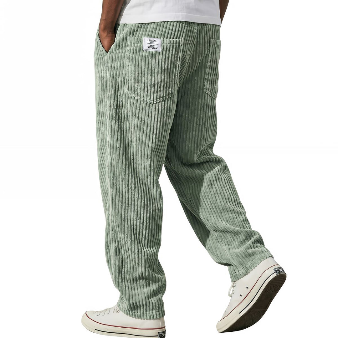 Varel pantalón de pana con cintura elástica en verde claro