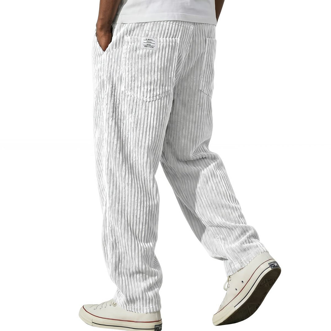 Varel pantalón de pana con cintura elástica en blanco