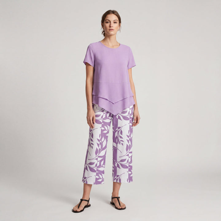 LOLA | CONJUNTO CON CAMISA DE CUELLO REDONDO Y PANTALONES EXTRA-ANCHOS