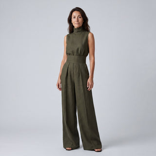 MARÍA | CONJUNTO DE CAMISETA SIN MANGAS Y PANTALONES ANCHOS DE ALGODÓN Y LINO, DE ESTILO MINIMALISTA
