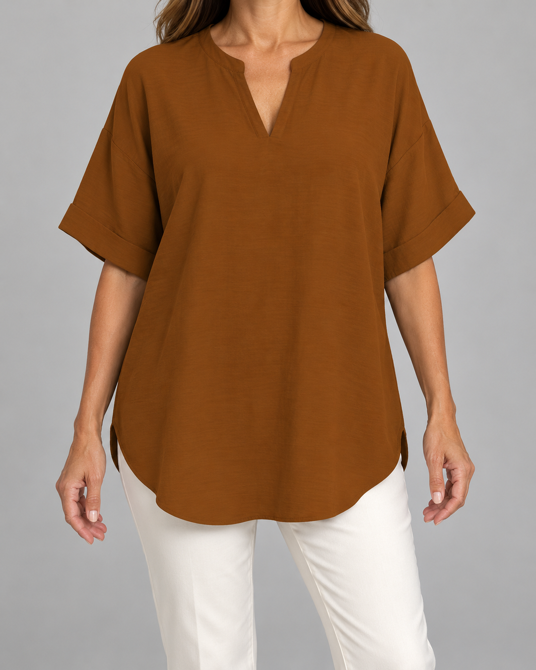 Atasia | Blusa suave con escote con muesca