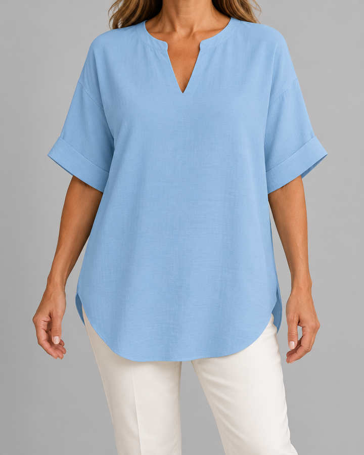 Atasia | Blusa suave con escote con muesca