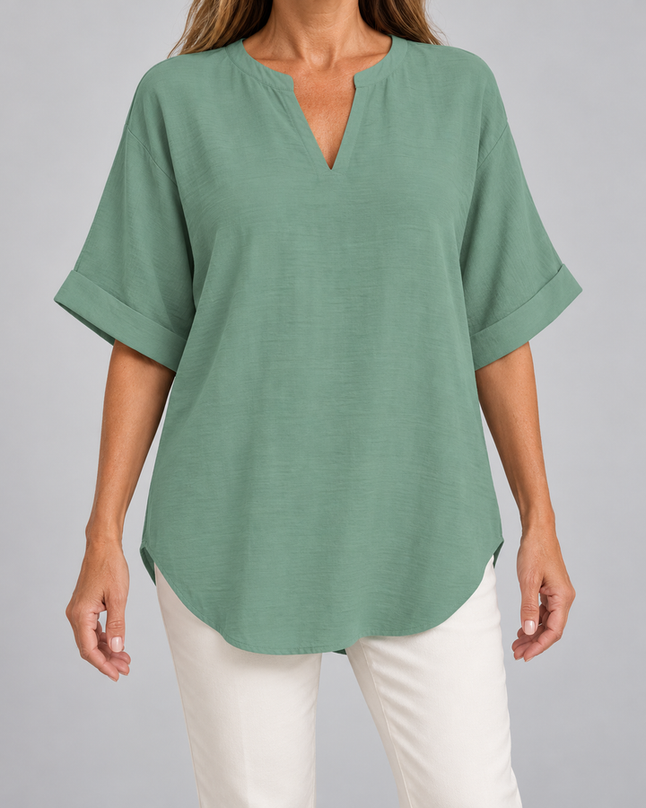 Atasia | Blusa suave con escote con muesca