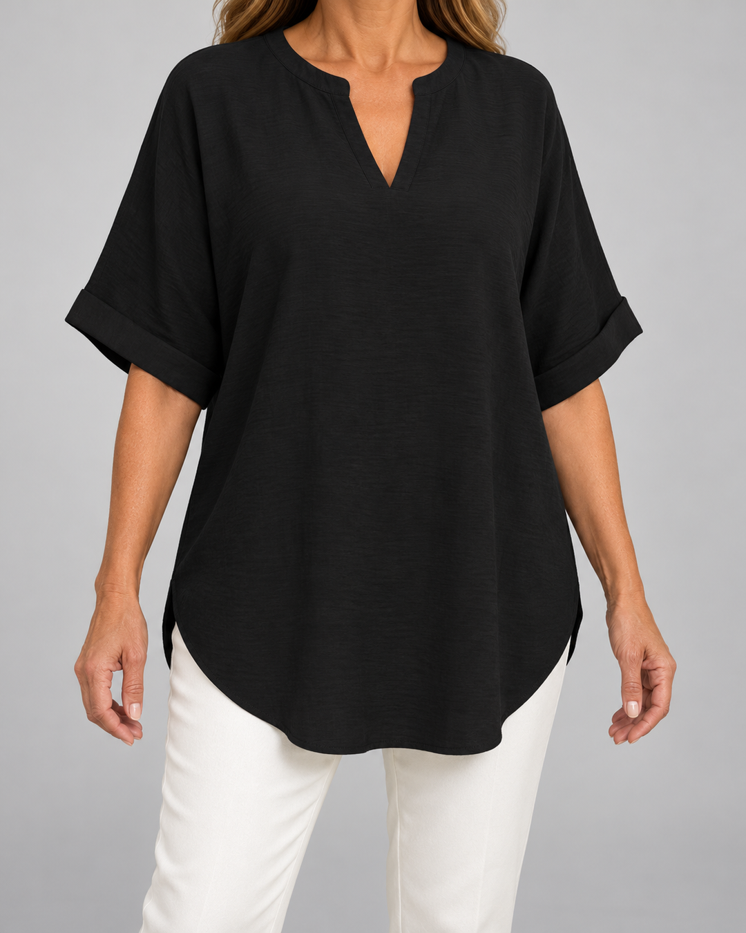 Atasia | Blusa suave con escote con muesca