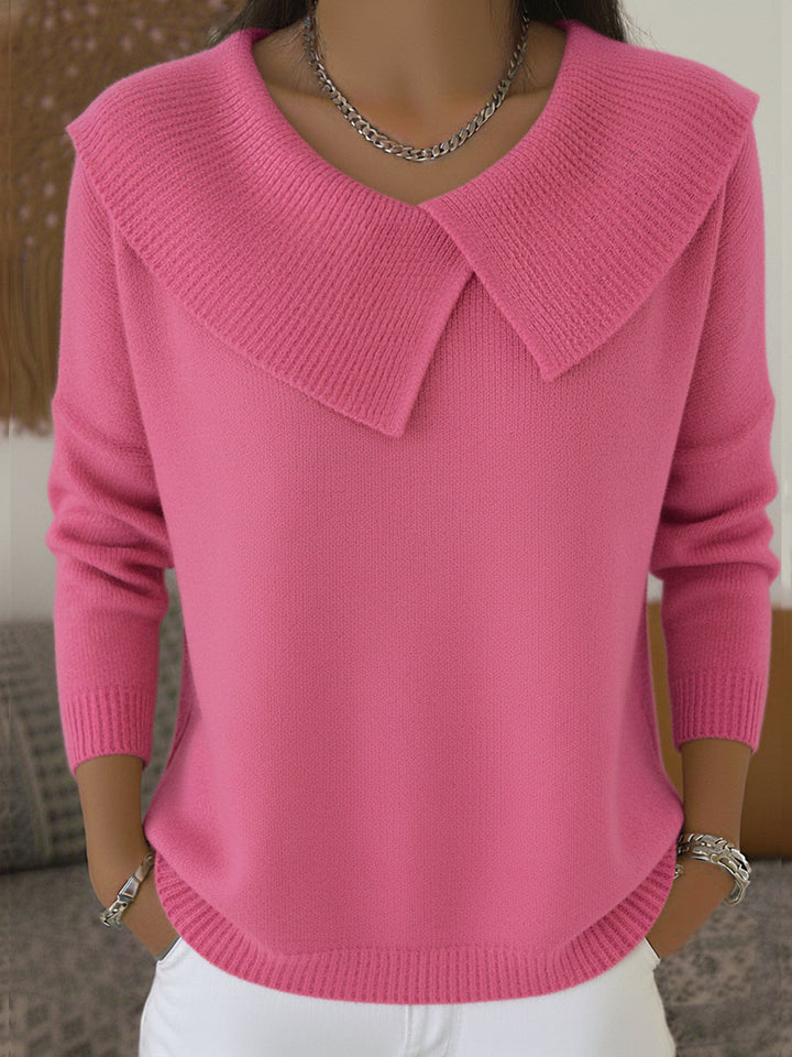 Sunnora jersey cálido de punto con cuello vuelto en rosa