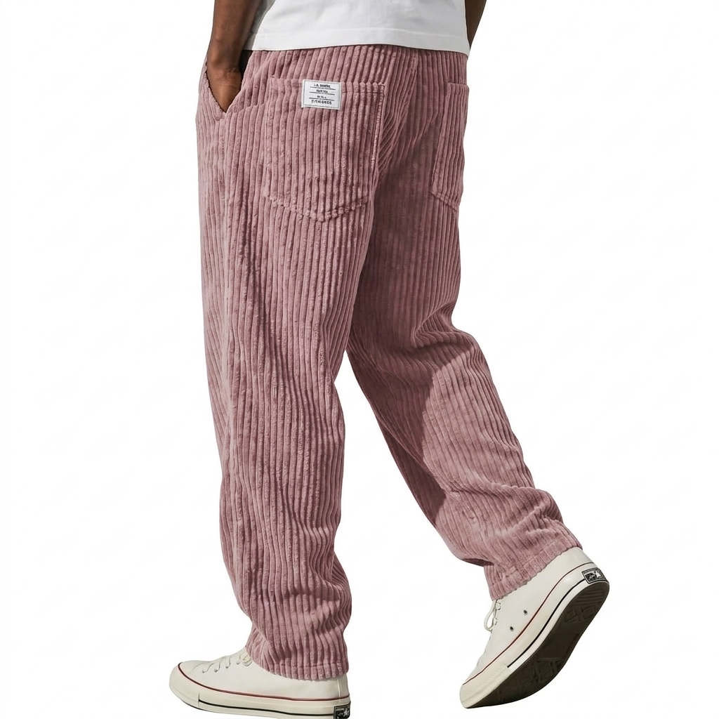 Varel pantalón de pana con cintura elástica en rosa
