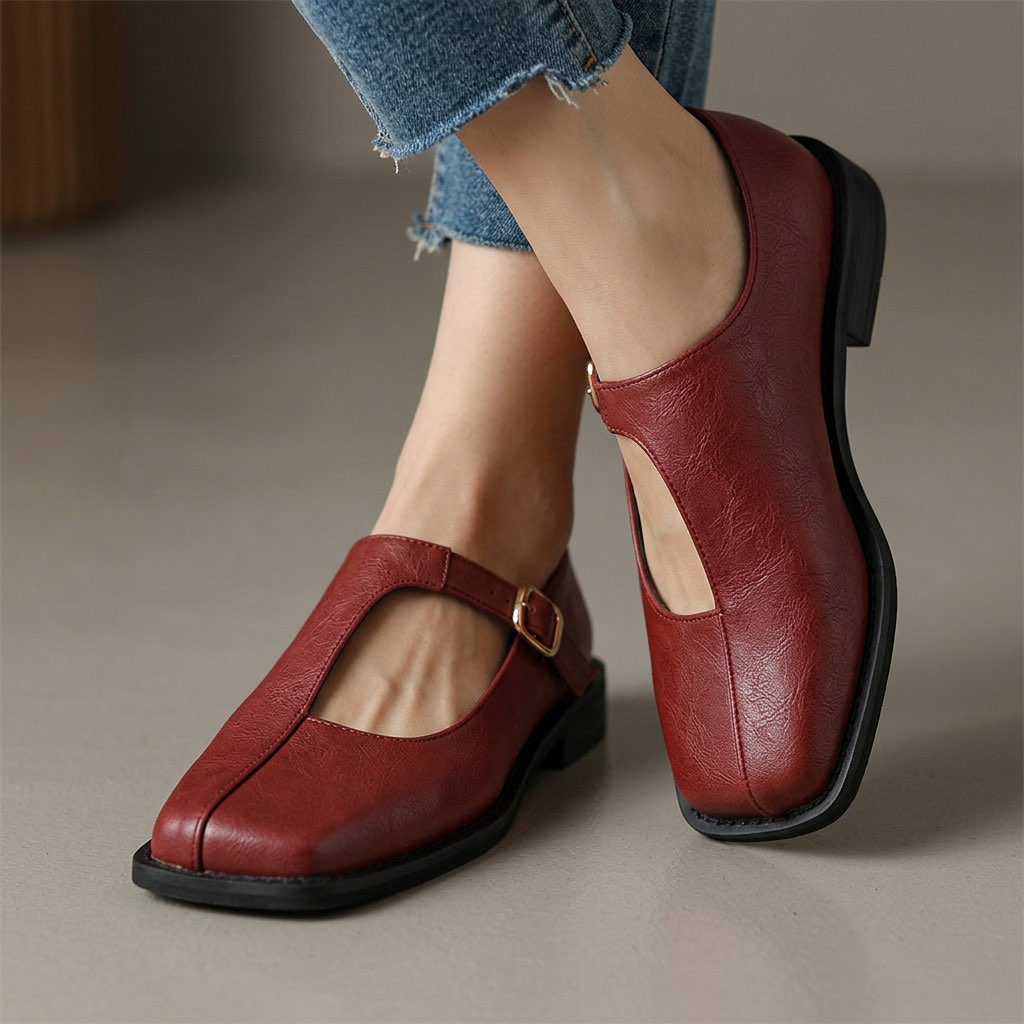 Fiona zapatos planos cómodos en rojo