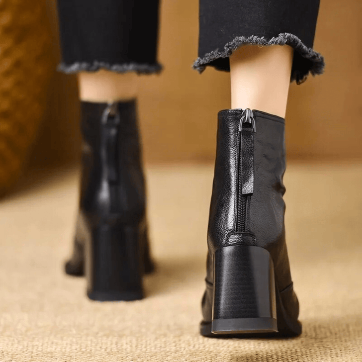 Marzena botines de piel en negro
