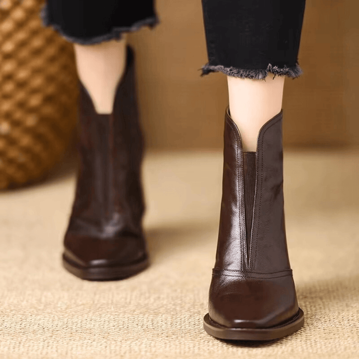 Marzena botines de piel en marrón
